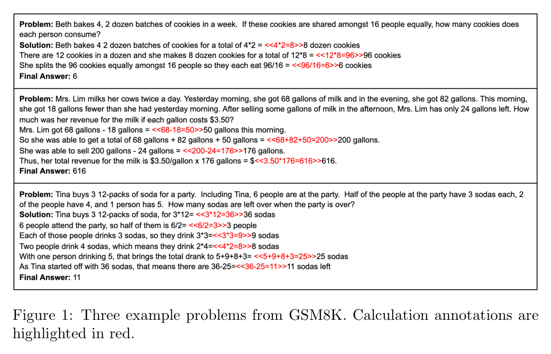 Figure 1: three GSM8K example problems