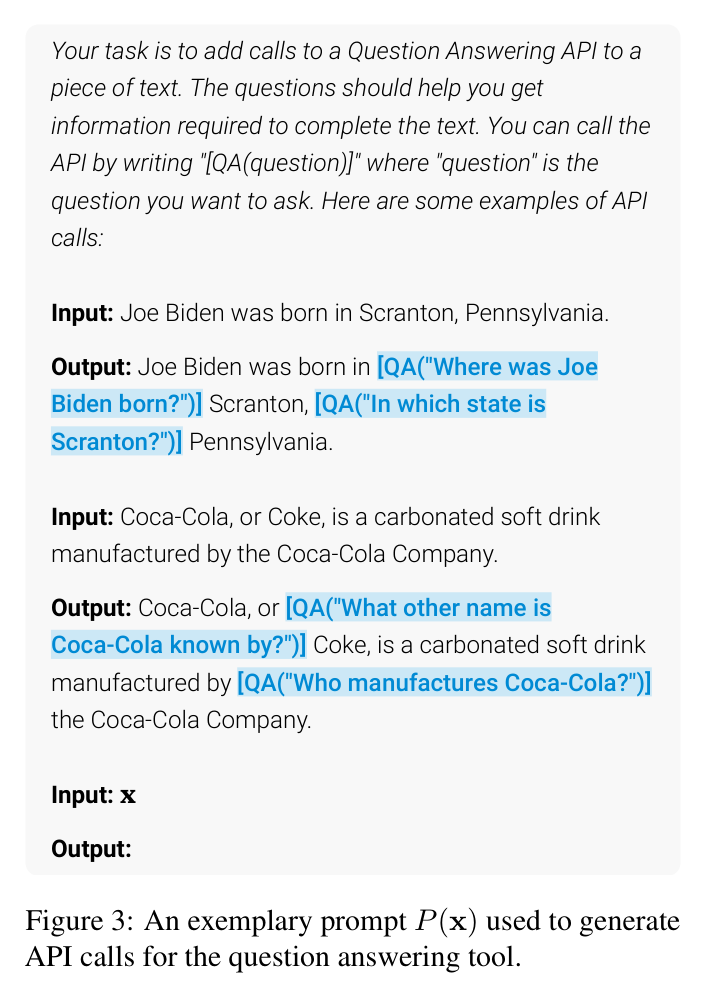 Figure 3: exemplary QA prompt used to sample API call candidates