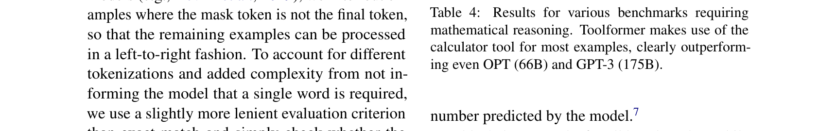 Table 4: math reasoning results, enabling API more than doubles performance