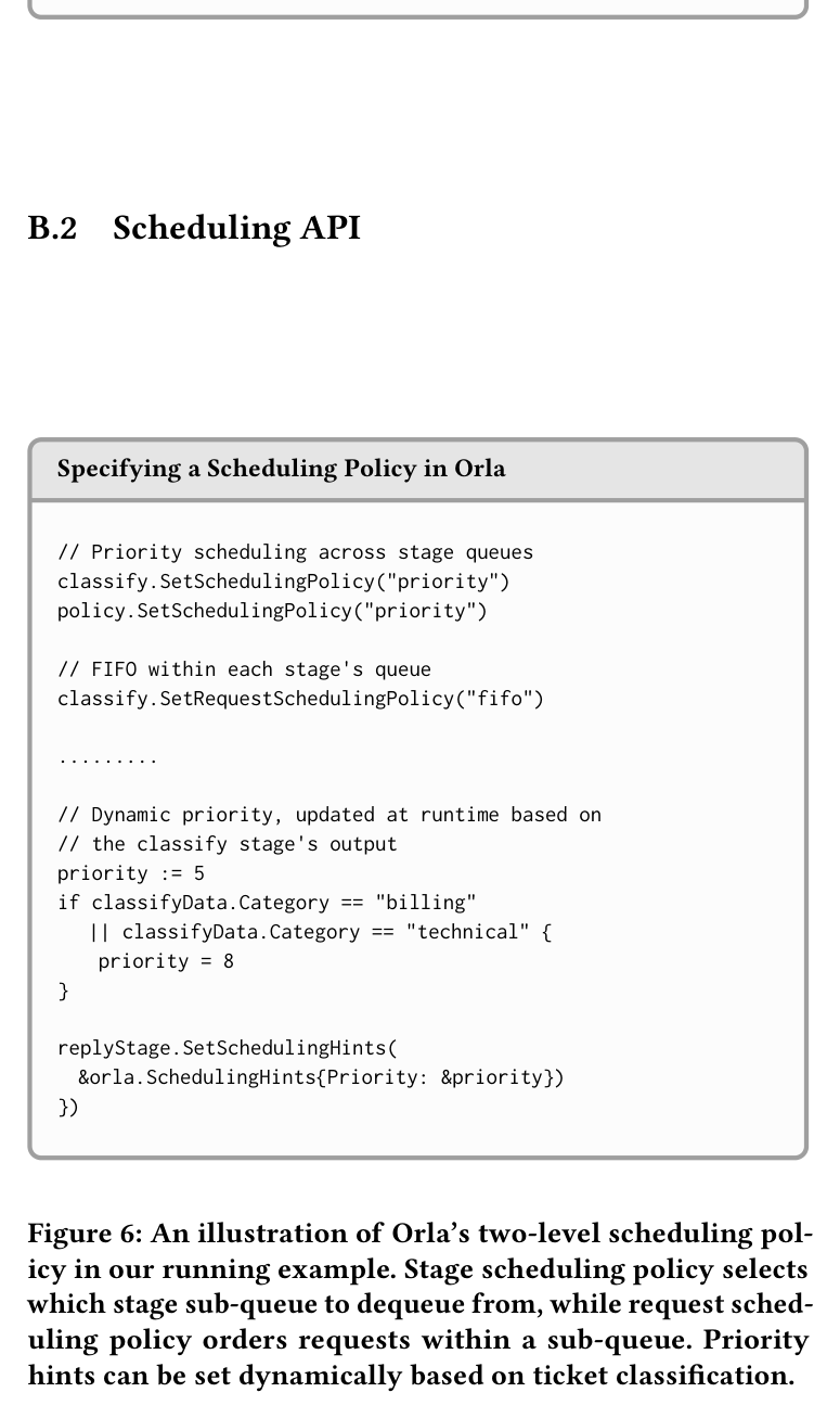 Figure 6: Two-level scheduling — stage sub-queues and request ordering
