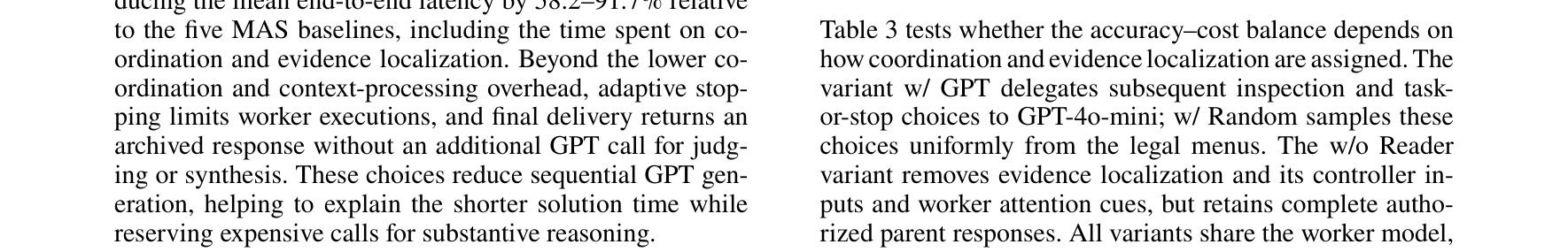 Table 3: ablation with GPT-4o-mini